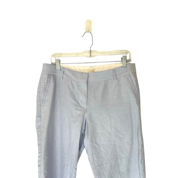 J.Crew Blue Light Academia Cotton‎ Oxford Skimmer Straight Leg Pant Size 10 - Picture 3 of 10
